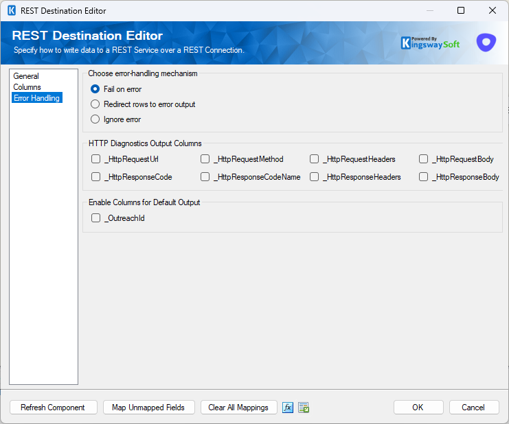 Outreach Destination Component - Error Handling